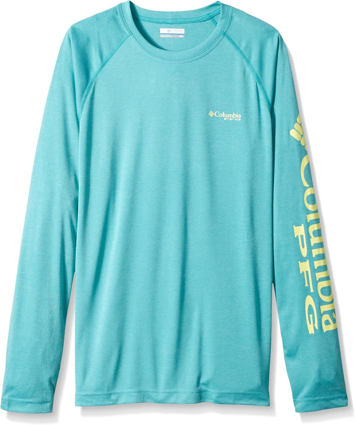 Columbia Men's PFG Terminal Tackle Heather Long Sleeve Shirt - Miami Heather\/Neon Light Logo