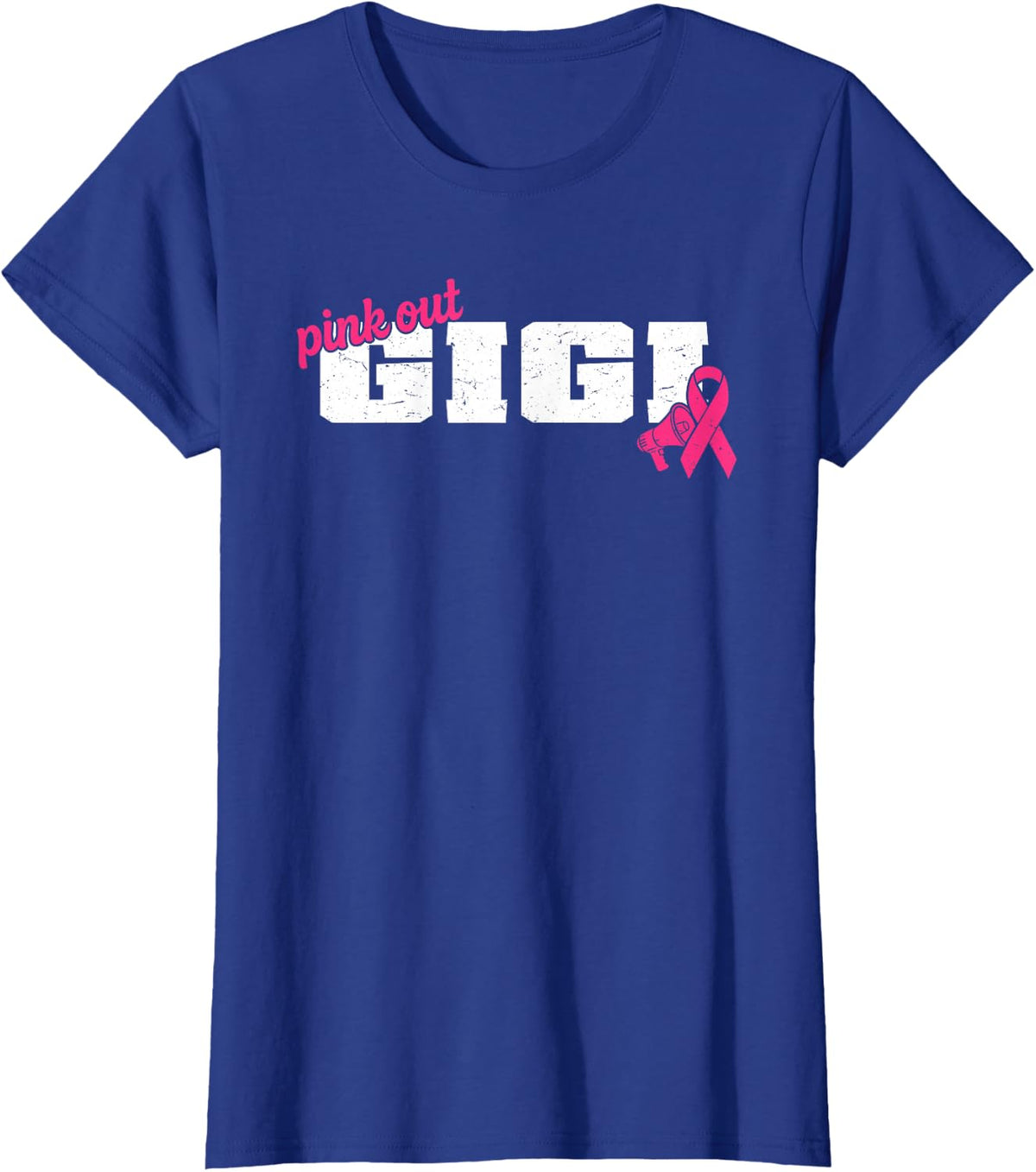 Cheer Gigi Pink Out Breast Cancer Awareness Competition Day T-Shirt - Royal Blue