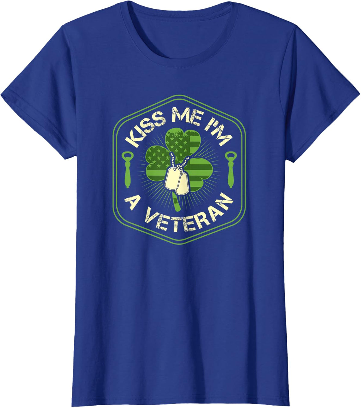 Kiss Me I'm A Veteran St Patricks Day T-Shirt T-Shirt - Royal Blue