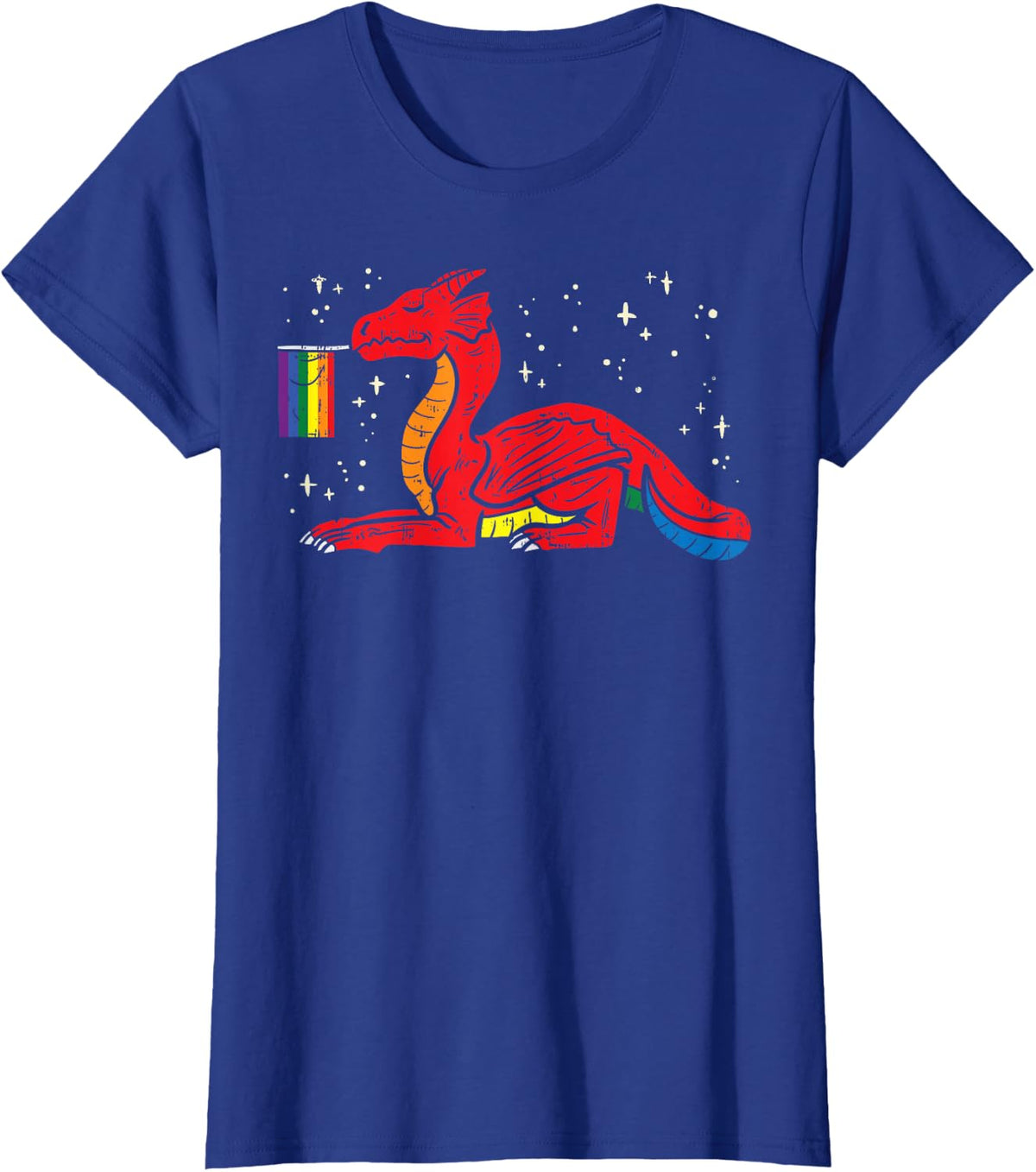 Dragon Mythical Animal LGBTQ Rainbow Flag Gay Pride Ally T-Shirt - Royal Blue