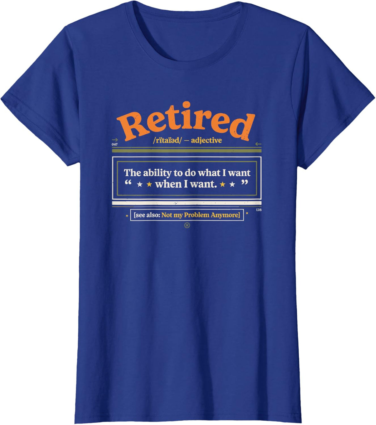Retro Retired Adjective Meaning for Boss Stepping Down T-Shirt - Royal Blue