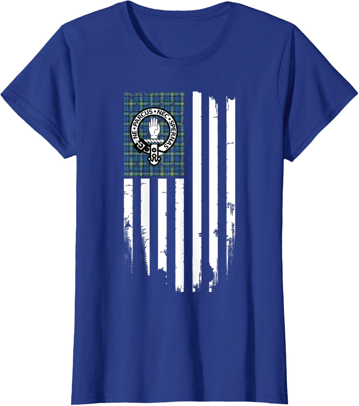 Scottish American Lamont Clan & Stripes Flag T-Shirt - Royal Blue