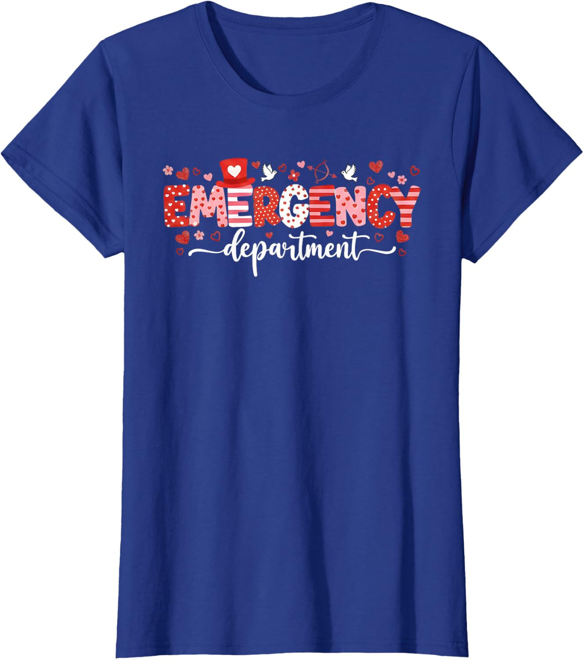 Emargency Department Valentines Day ED ER Nurse Women T-Shirt - Royal Blue