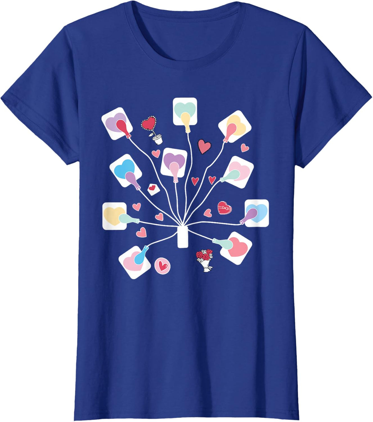 Valentines EKG Leads Cheat Nurse Telemetry Tech Cardiology T-Shirt - Royal Blue