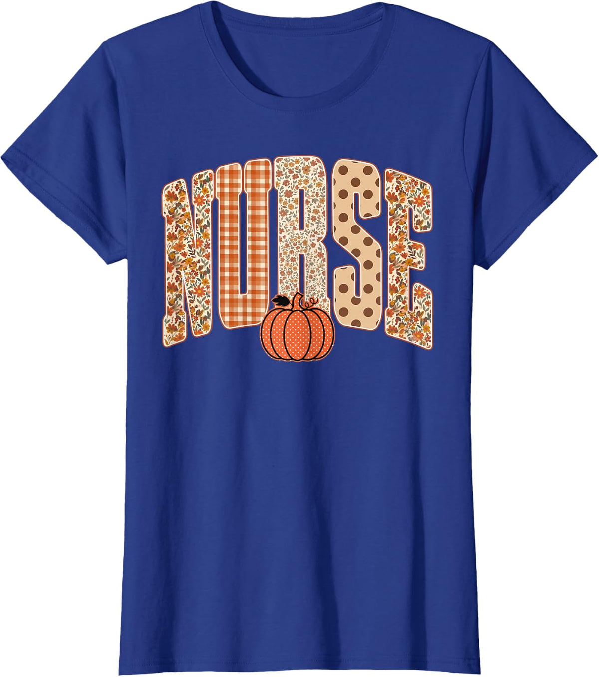 Nurse Pumpkin School Fall Thanksgiving Autumn Season T-Shirt - Royal Blue