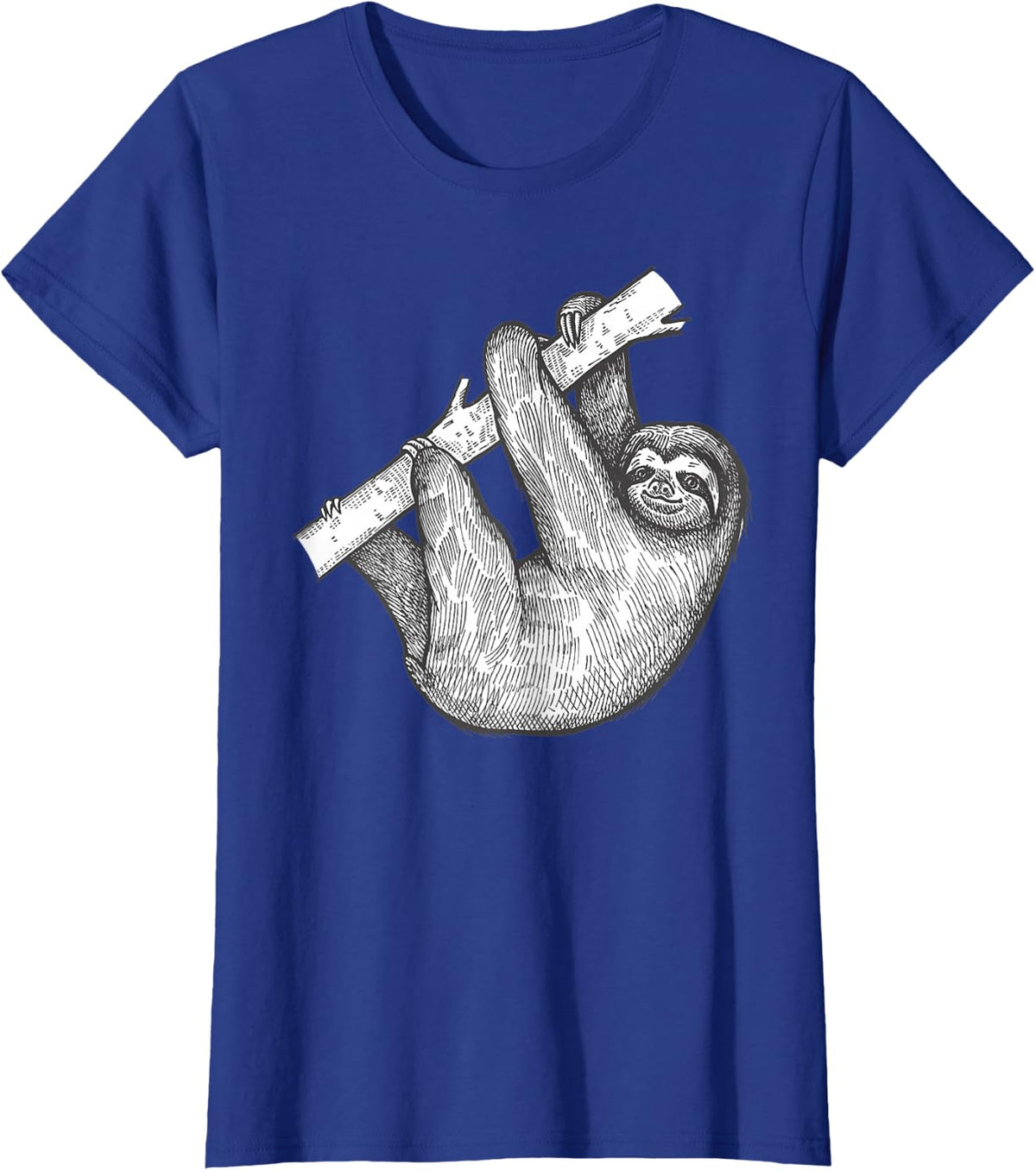 Sloth Lover Vintage Botanical Hanging Branch Wildlife Art T-Shirt - Royal Blue