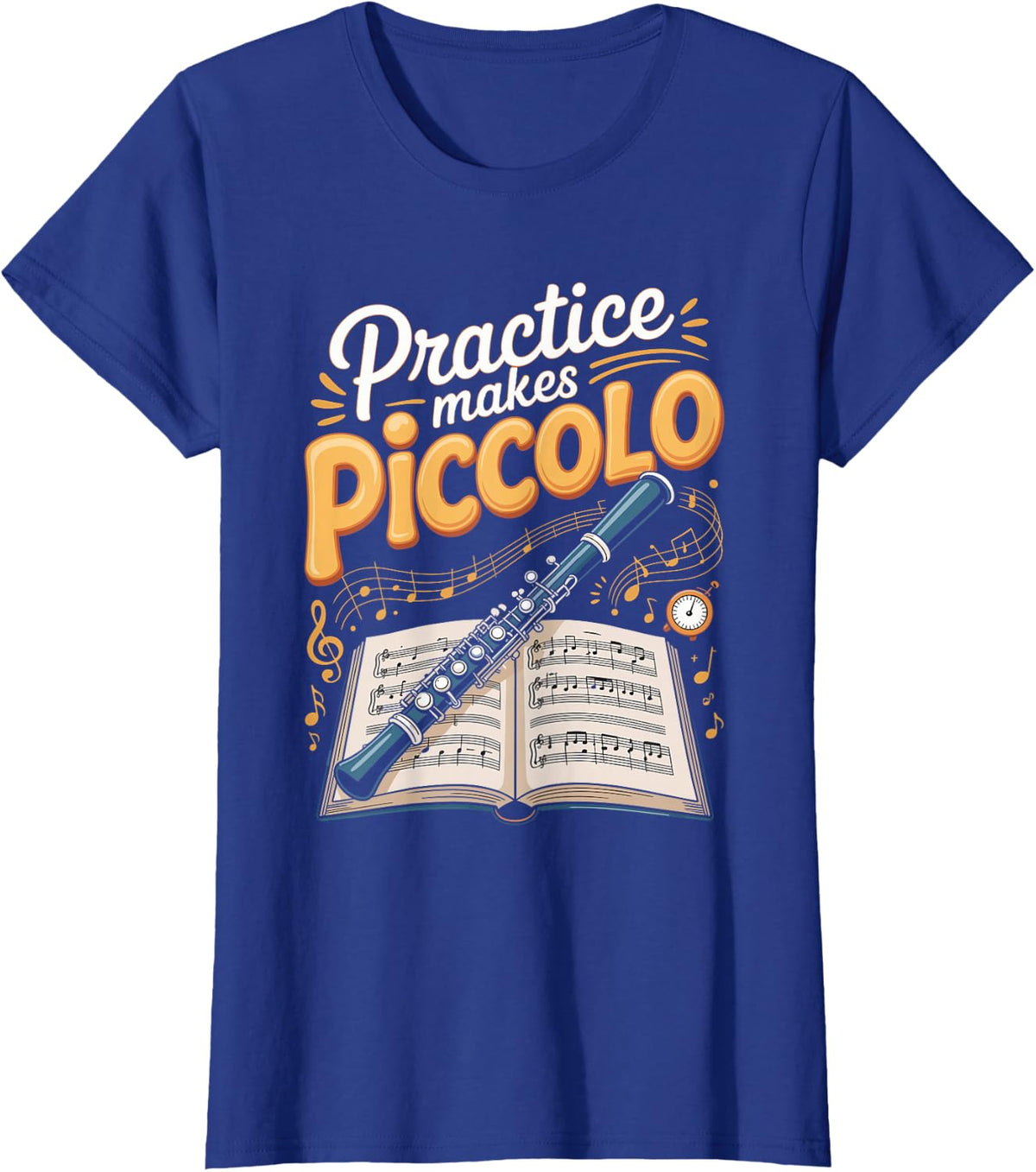 Practice Makes Piccolo Flute Flutist Band T-Shirt - Royal Blue