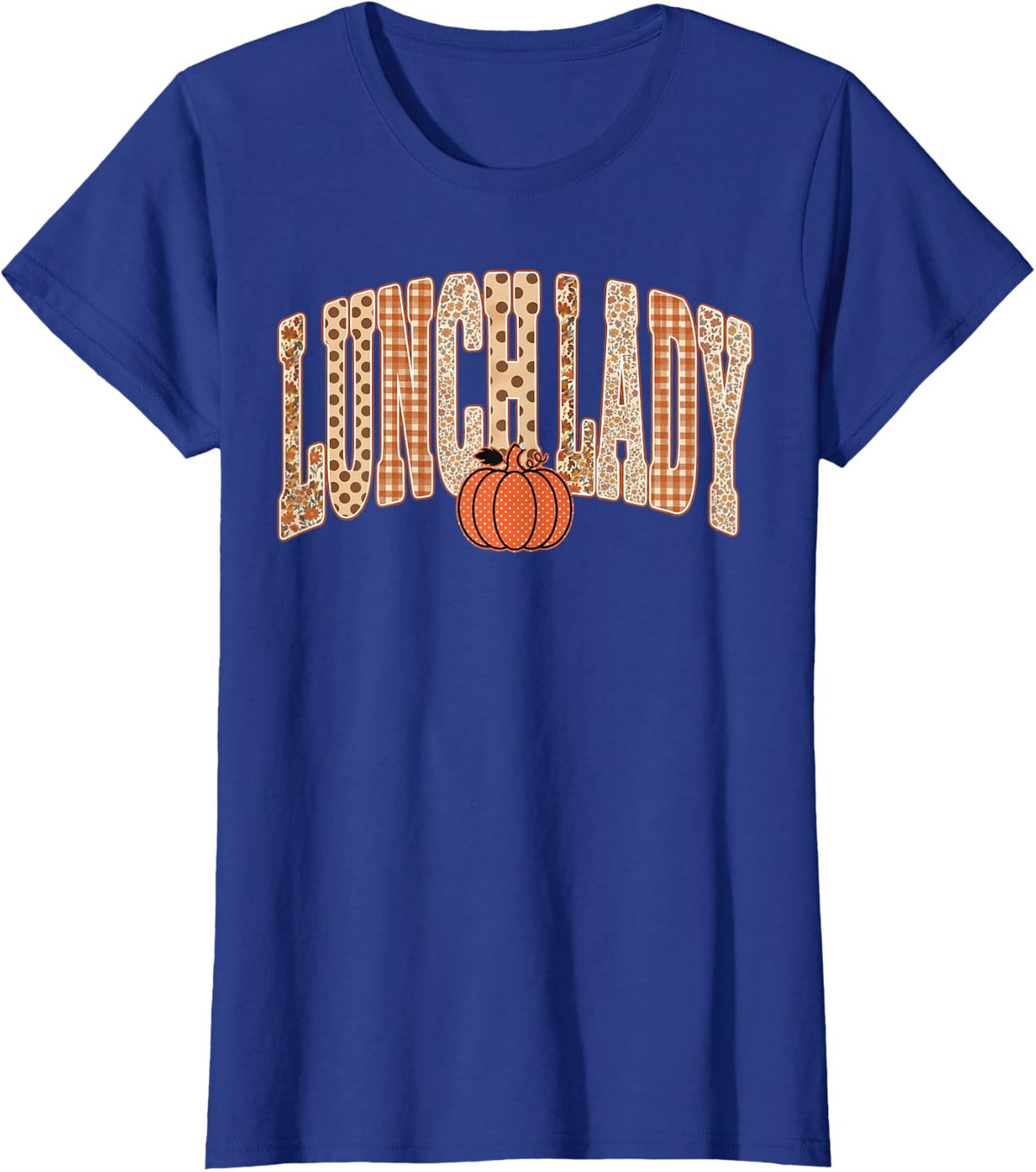 Lunch Lady Pumpkin School Fall Thanksgiving Autumn Season T-Shirt - Royal Blue