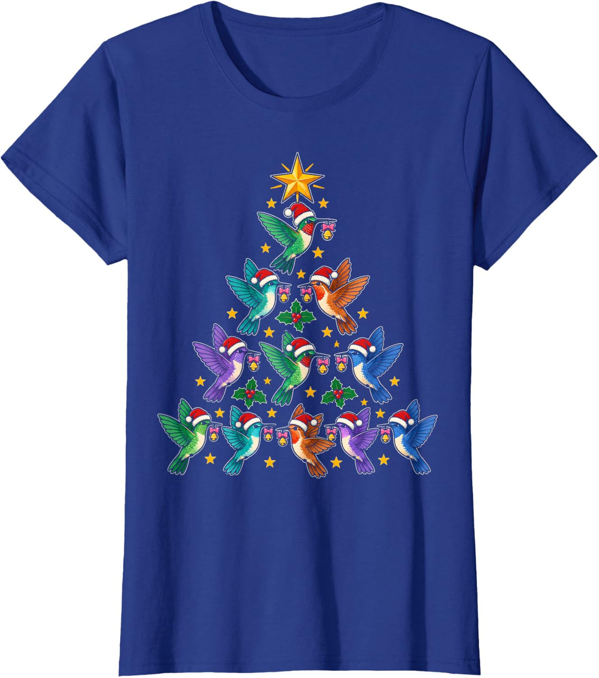 Hummingbird Christmas Shirt Bird Lover Christmas Tree T-Shirt - Royal Blue