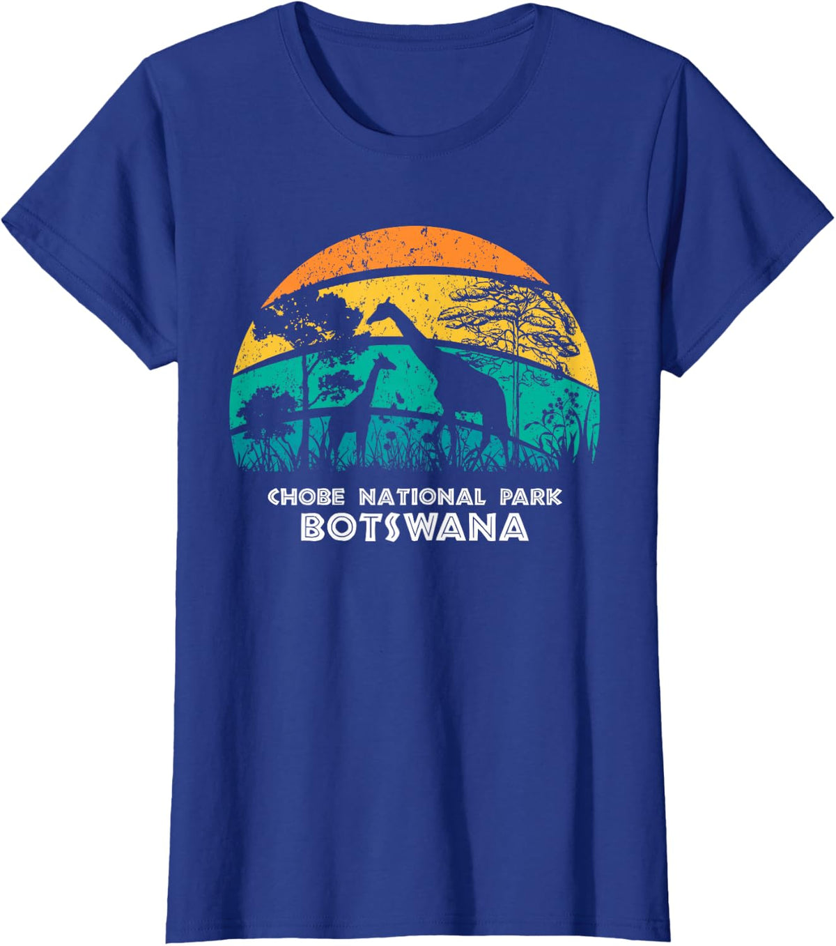 Vintage Retro Chobe National Park, Botswana Africa Safari Gi T-Shirt - Royal Blue