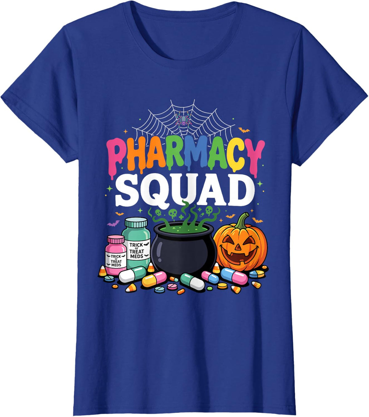 Pharmacy Squad Halloween Vibes Pharmacist Crew T-Shirt - Royal Blue