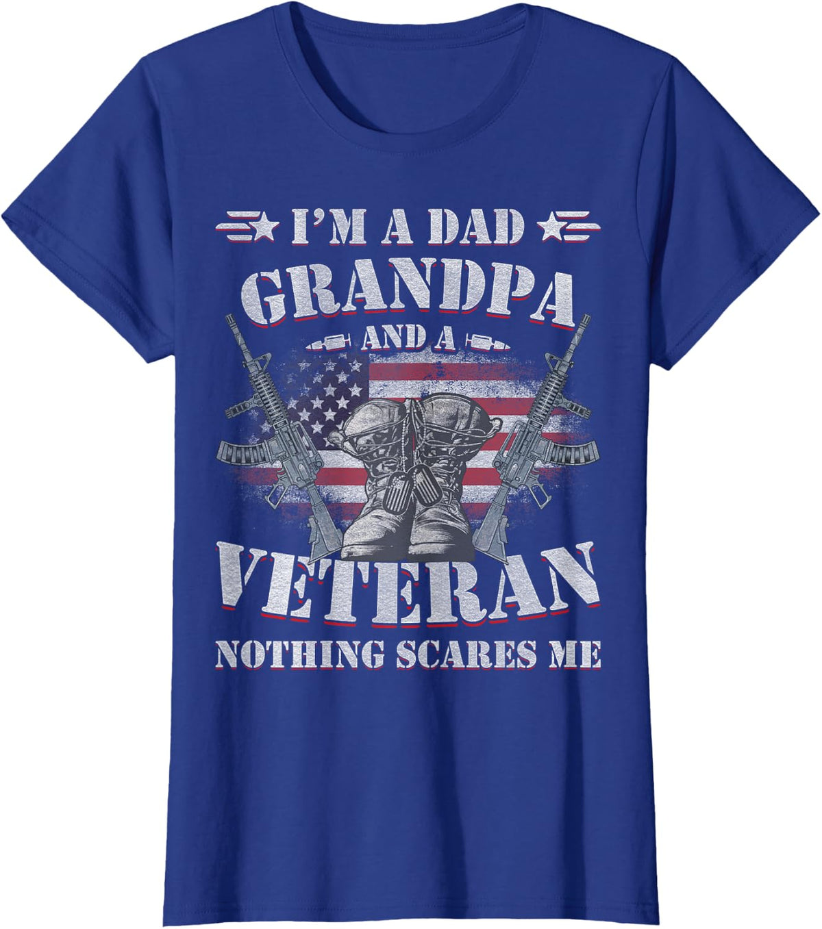 Father's Day - Veterans Day- I'm a Dad Grandpa and a Veteran T-Shirt - Royal Blue