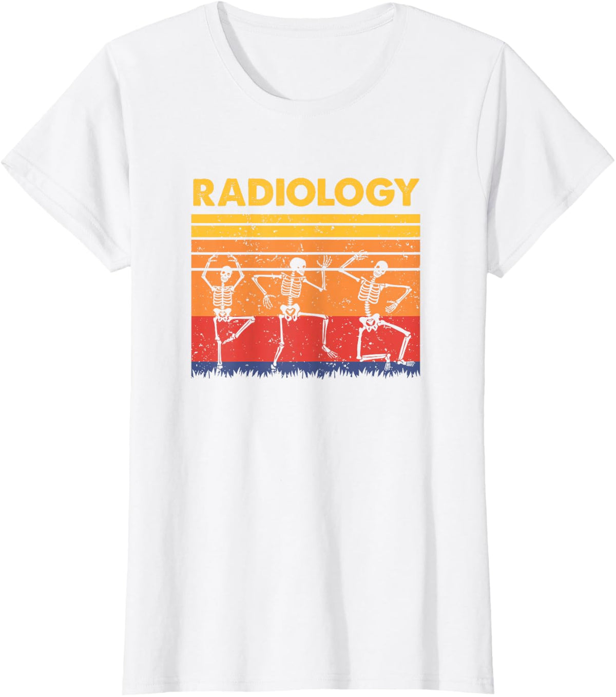 Funny Dancing Skeleton Radiology Technician T-Shirt - White