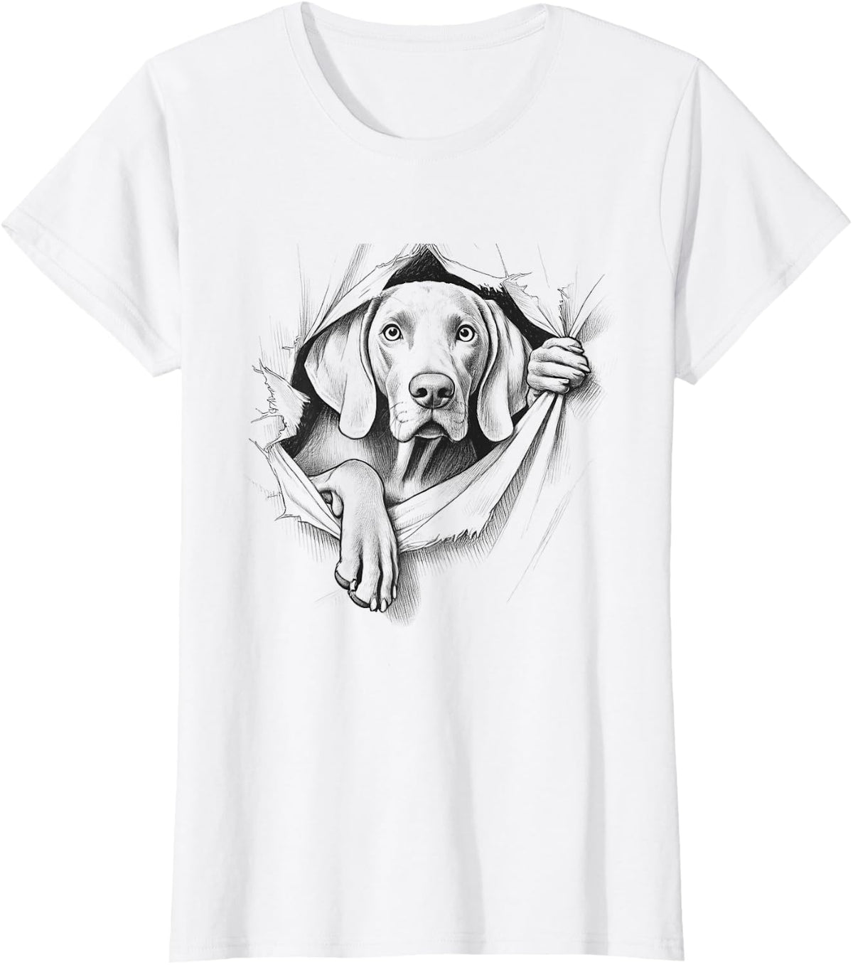 Funny Weimaraner Peeking Design For Dog Owner T-Shirt - White