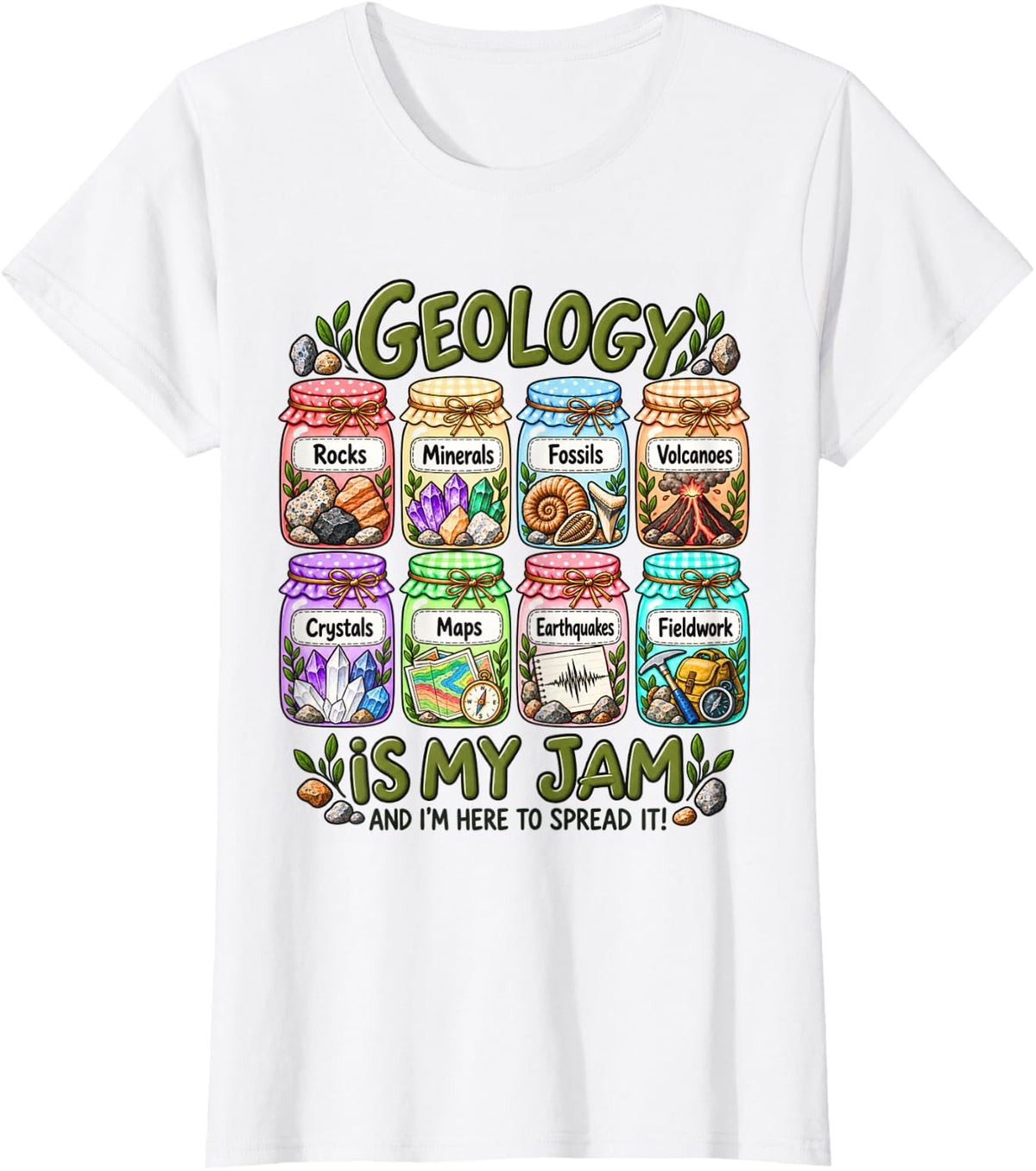 Geology is My Jam Geologist Rock Mineral Earth Science Nerd T-Shirt - White