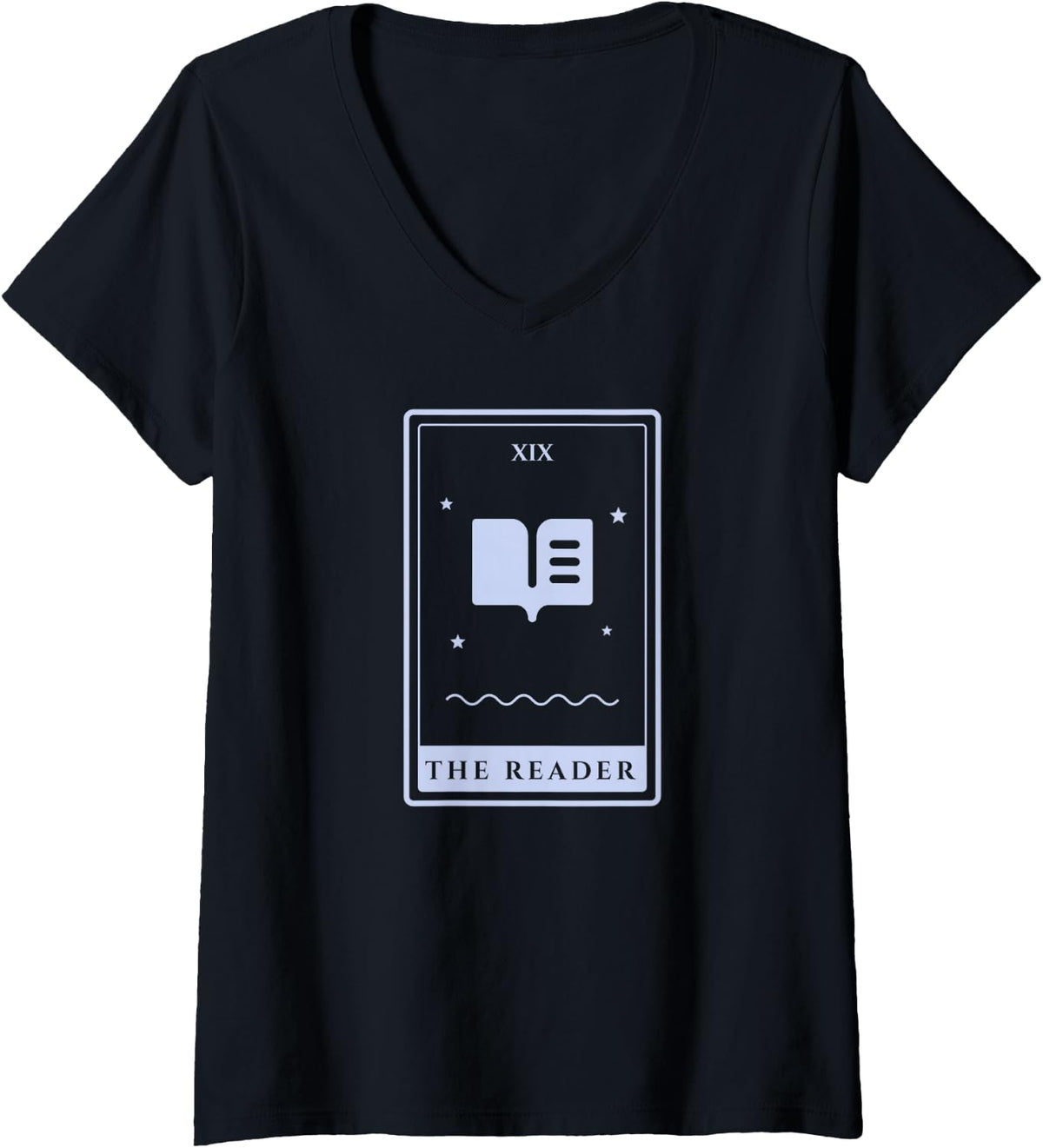 Women's The Reader Tarot Card Book Lover Bookish Reading Gift V-Neck T-Shirt - Black