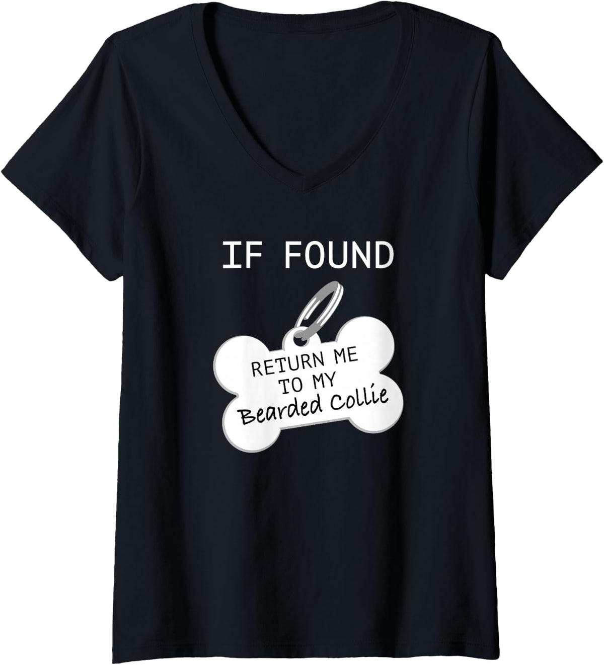 Women's If Found Return Me to My Bearded Collie V-Neck T-Shirt - Black