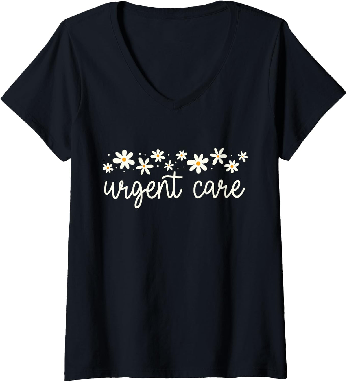 Women's Daisy Flower Urgent Care ICU Nursing School Student Grad V-Neck T-Shirt - Black