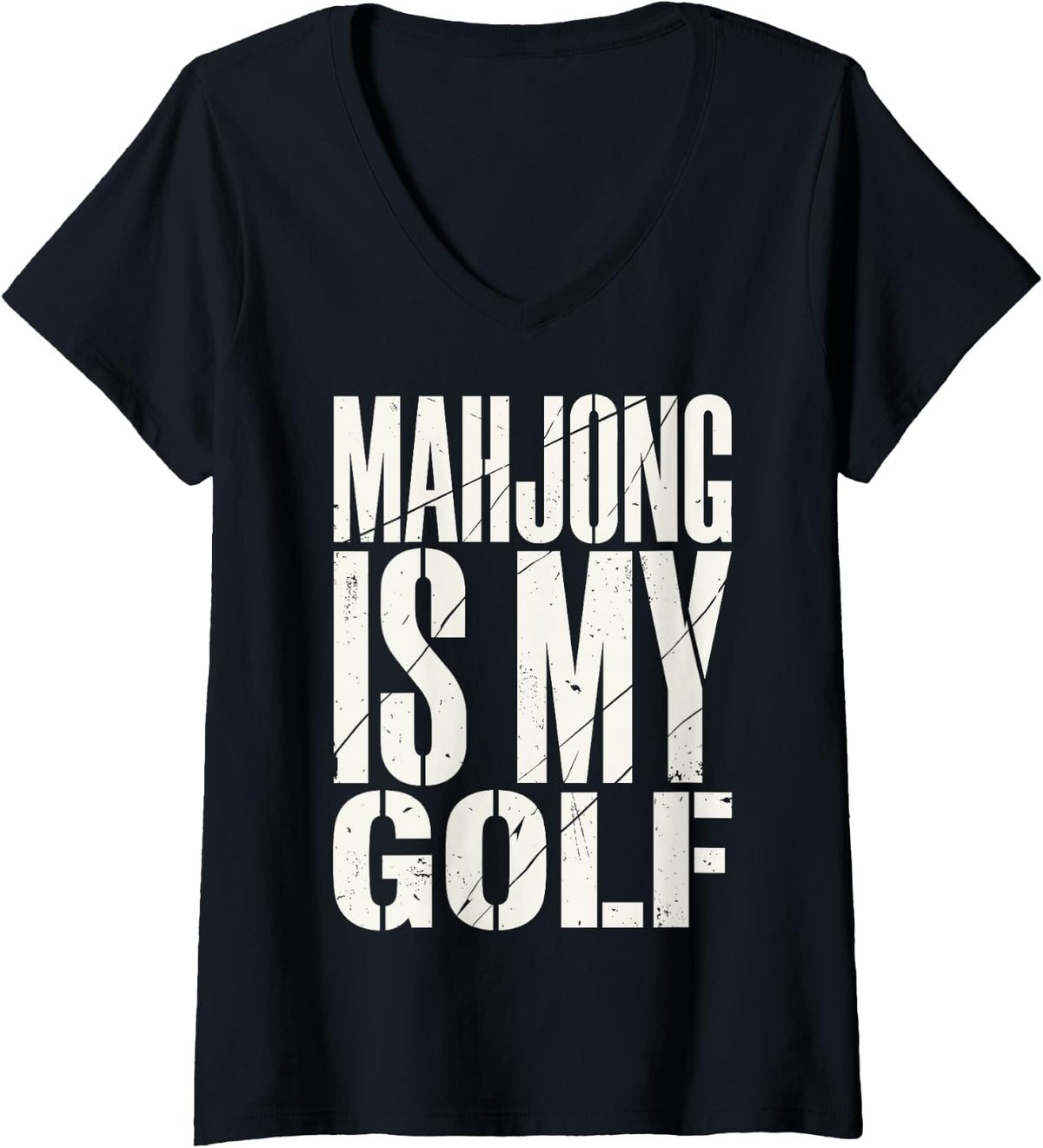 Women's Mahjong is My Golf V-Neck T-Shirt - Black