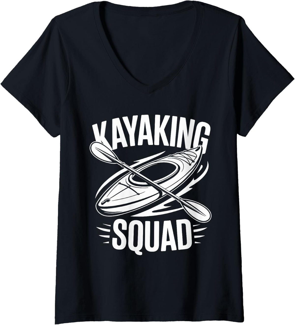 Women's Kayaking Squad Kayak V-Neck T-Shirt - Black