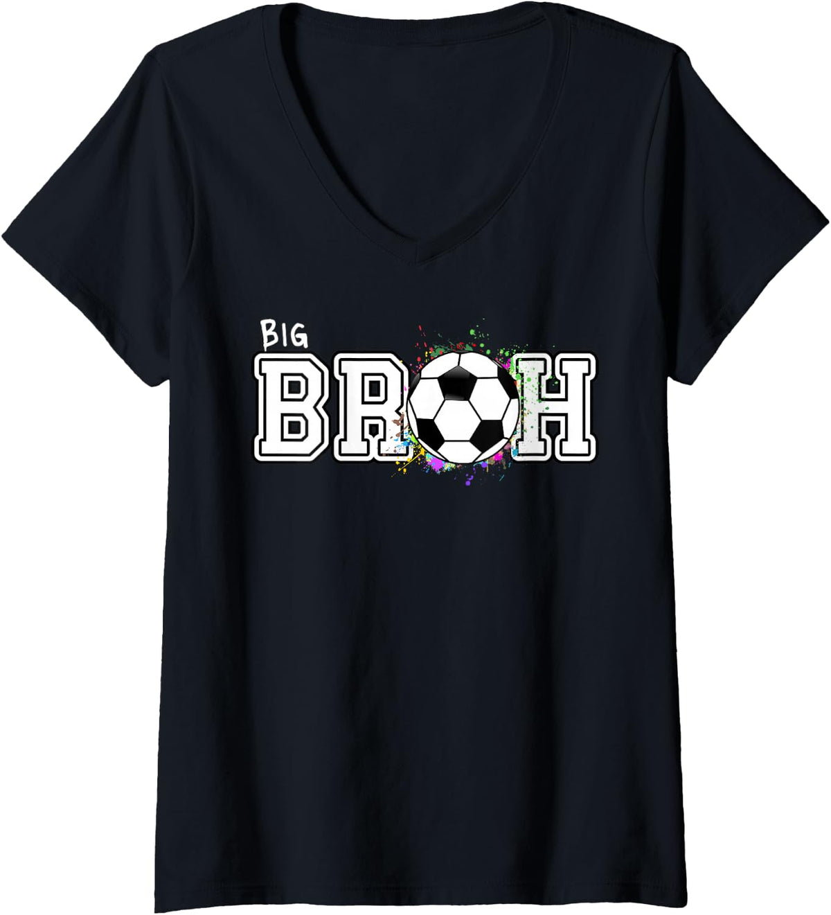 Women's Soccer Big Bruh 1st Birthday V-Neck T-Shirt - Black