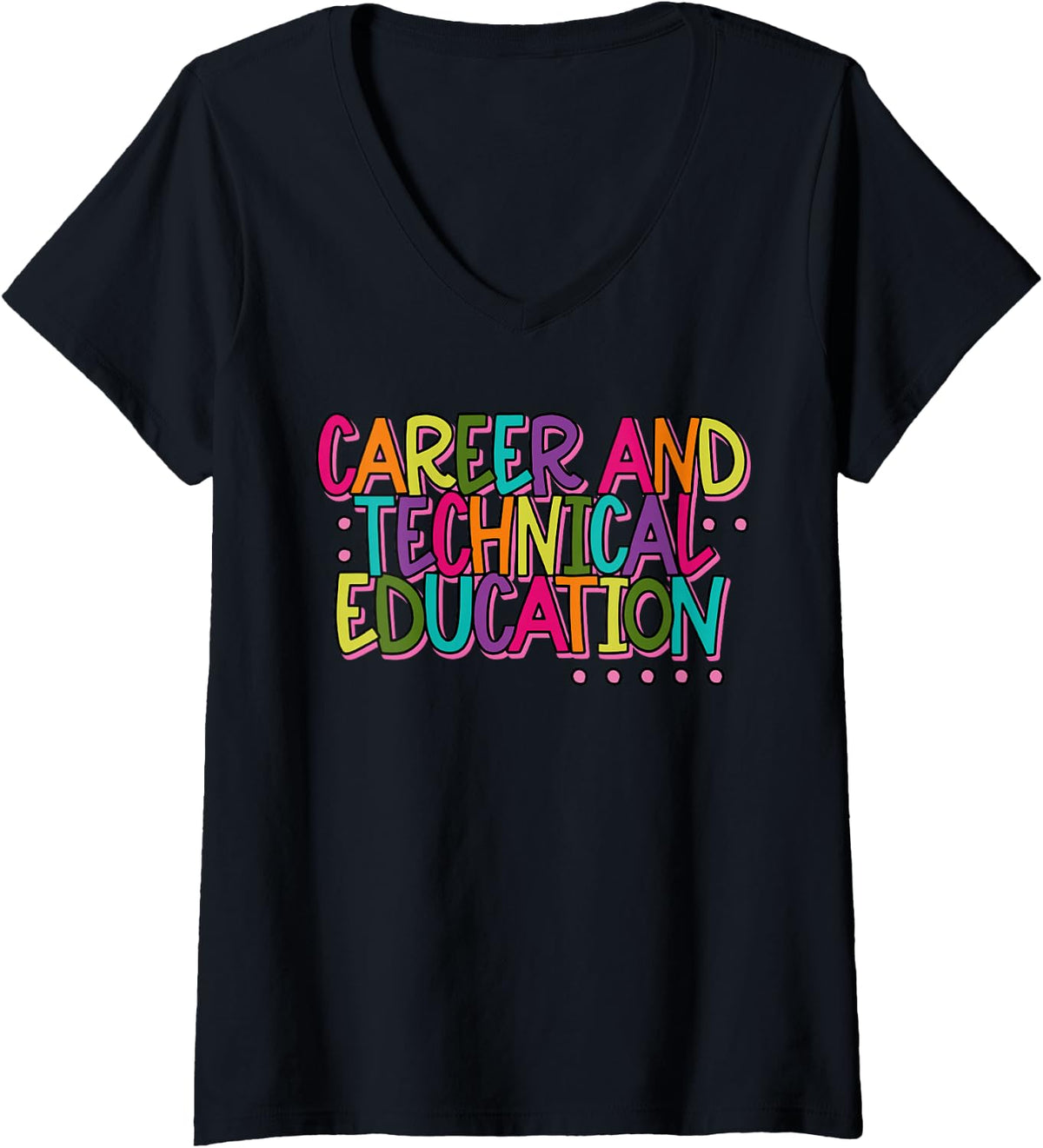 Women's Retro CTE Career and Technical Education Teacher Instructor V-Neck T-Shirt - Black
