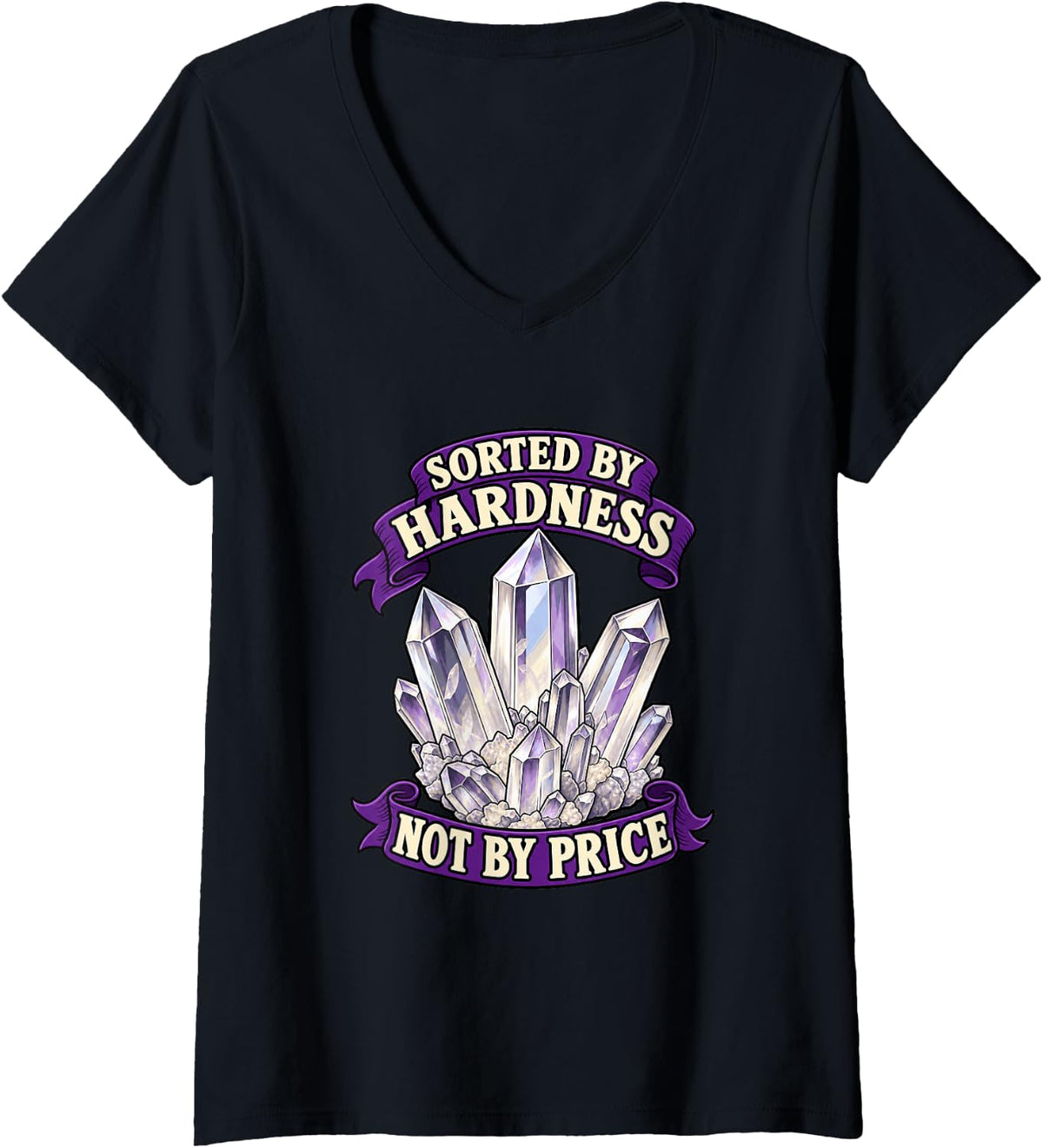 Women's Geology Sorted By Hardness Not By Price Rockhound V-Neck T-Shirt - Black