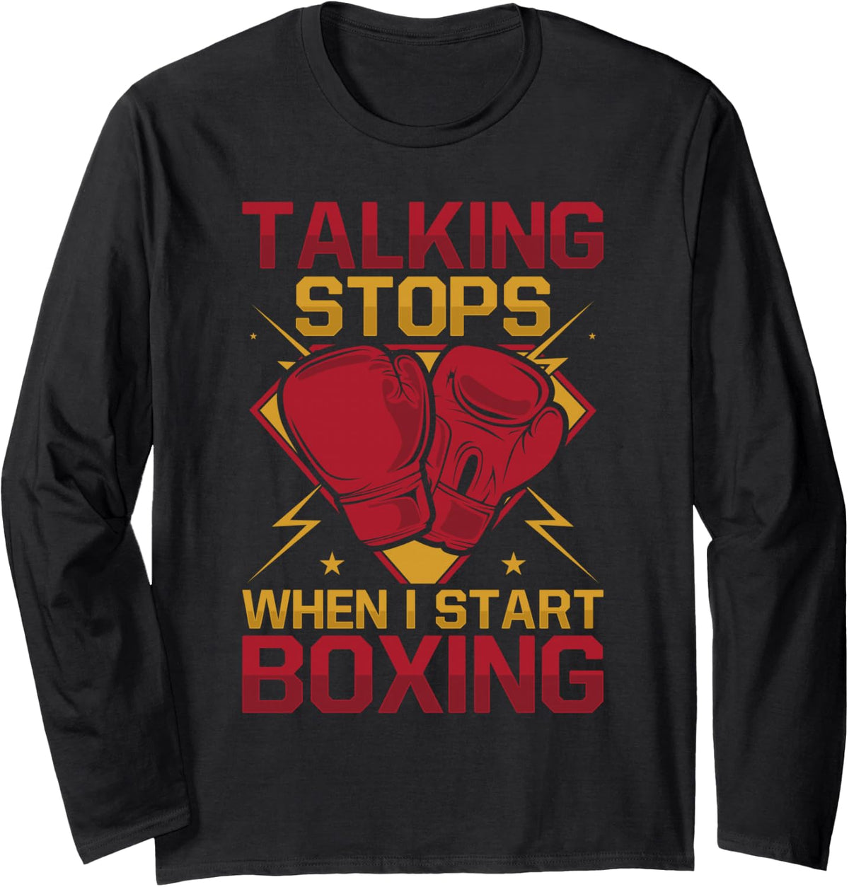 Talking Stops Gloves Boxing Gloves Long Sleeve T-Shirt - Adult Unisex Black