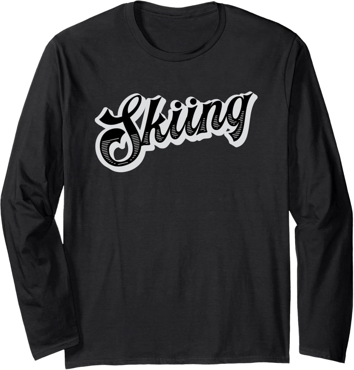 Skiing Skier Long Sleeve T-Shirt - Adult Unisex Black