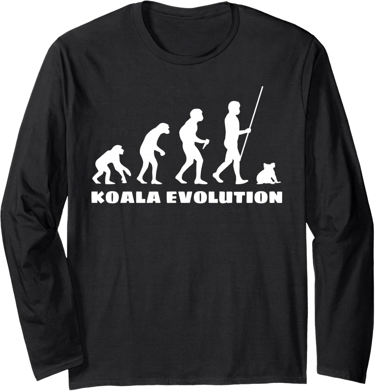 Koala Evolution Funny Australian Marsupial Australia Day Long Sleeve T-Shirt - Adult Unisex Black