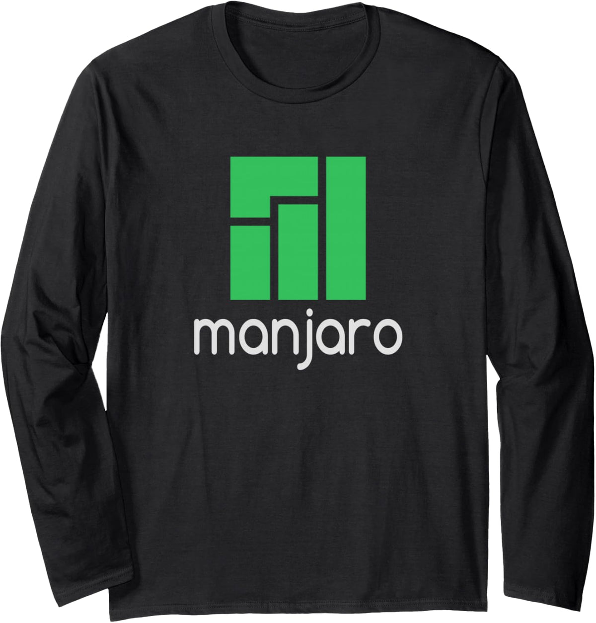 Manjaro Linux lover T-Shirt tagline and Logo Open Source Os Long Sleeve T-Shirt - Adult Unisex Black