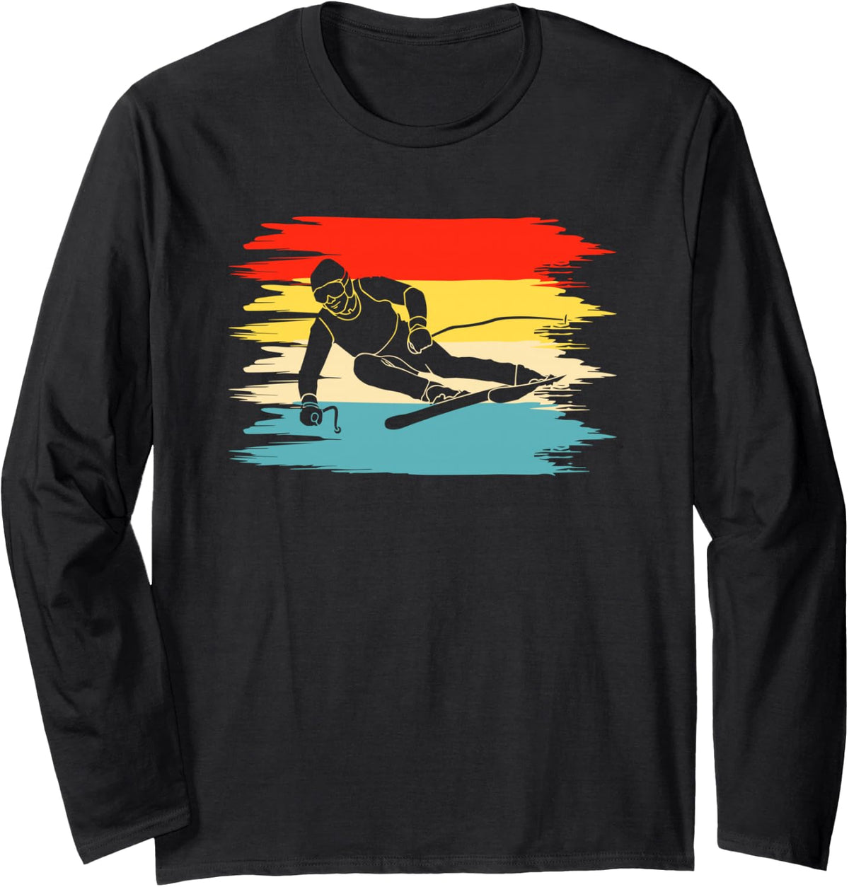 Skis, Alpine Skiing, Long Sleeve T-Shirt - Adult Unisex Black