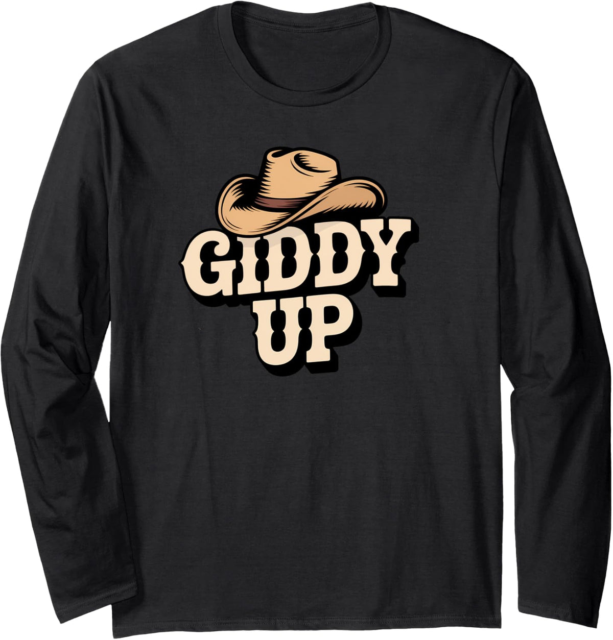 Giddy Up Long Sleeve T-Shirt - Adult Unisex Black