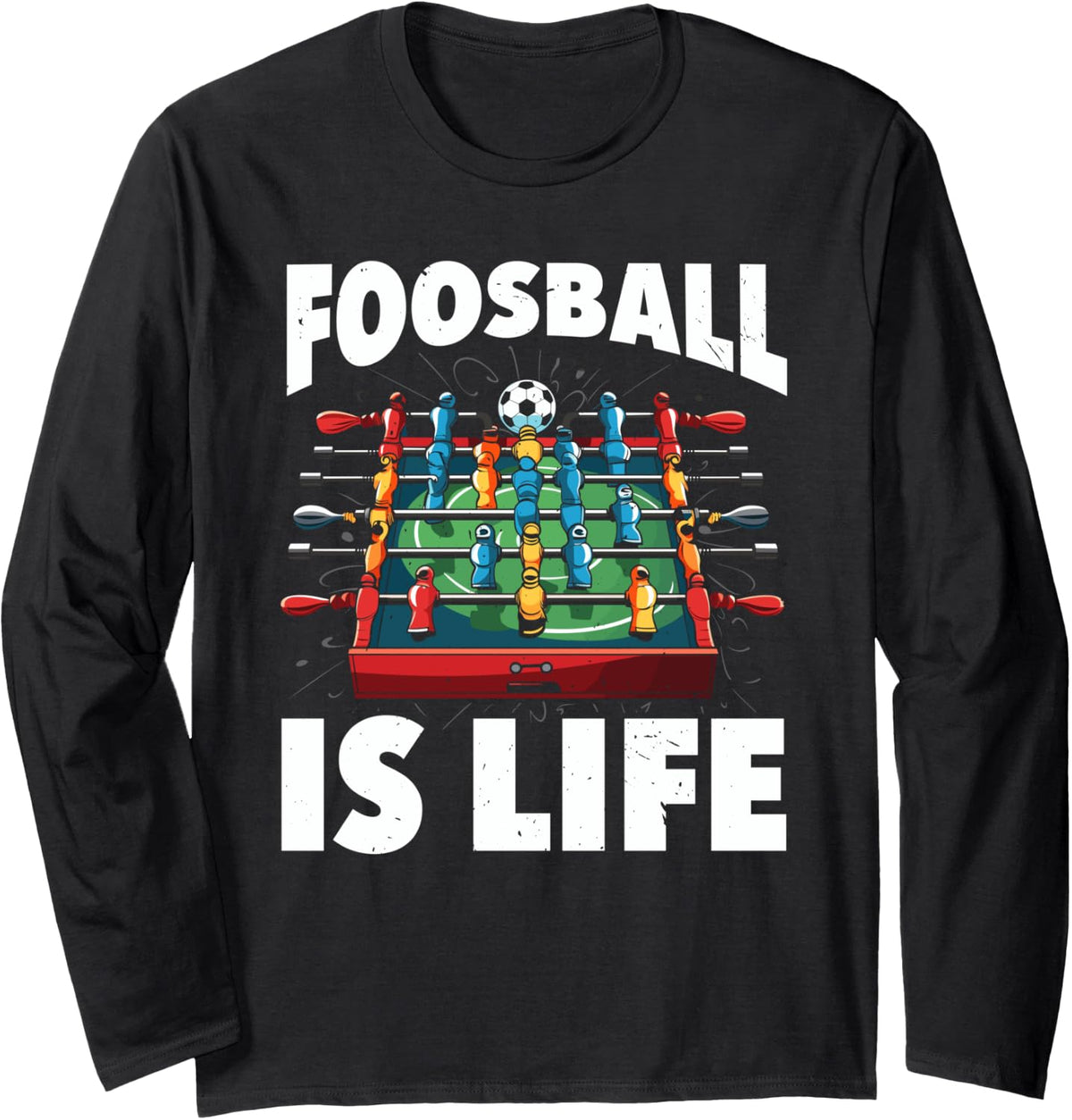 Foosball Table Soccer Table Top Game Table Football Long Sleeve T-Shirt - Adult Unisex Black
