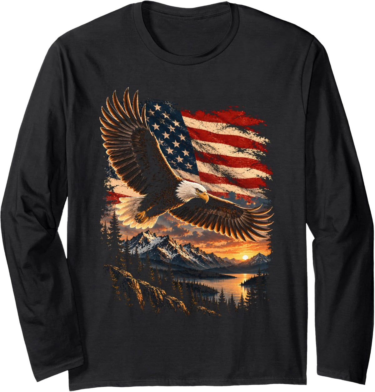 Eagle Mountain Sunset Long Sleeve T-Shirt - Adult Unisex Black