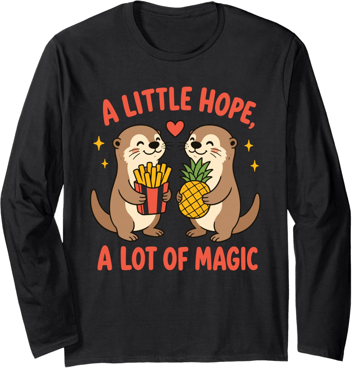 A Little Hope, A Lot of Magic Otter Design Long Sleeve T-Shirt - Adult Unisex Black