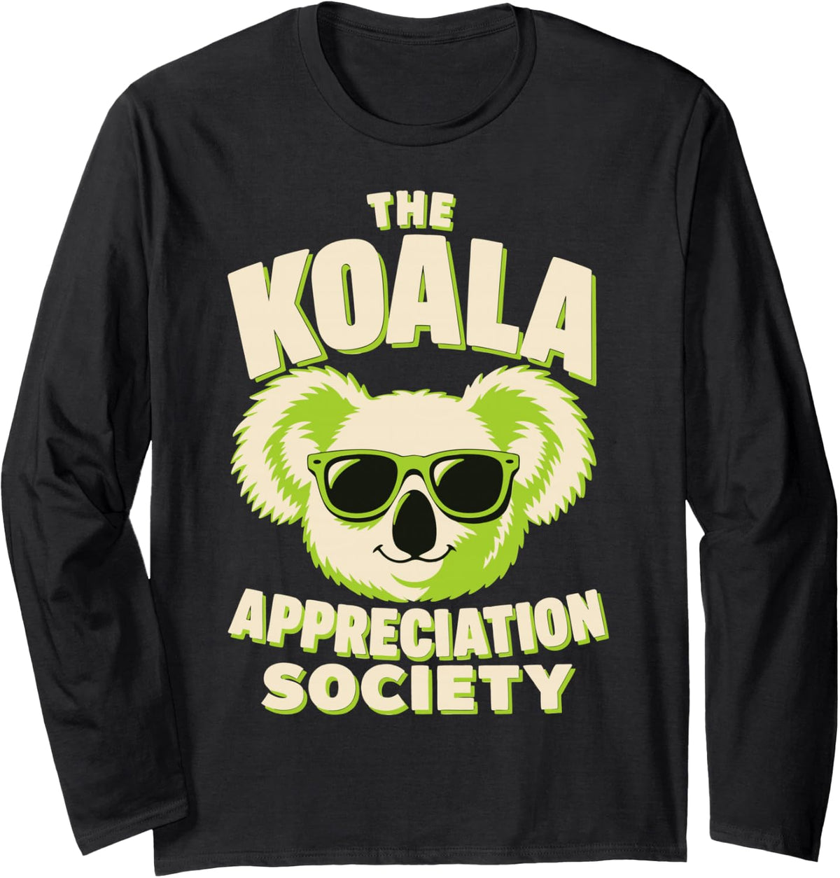 Cool Koala Fan Long Sleeve T-Shirt - Adult Unisex Black