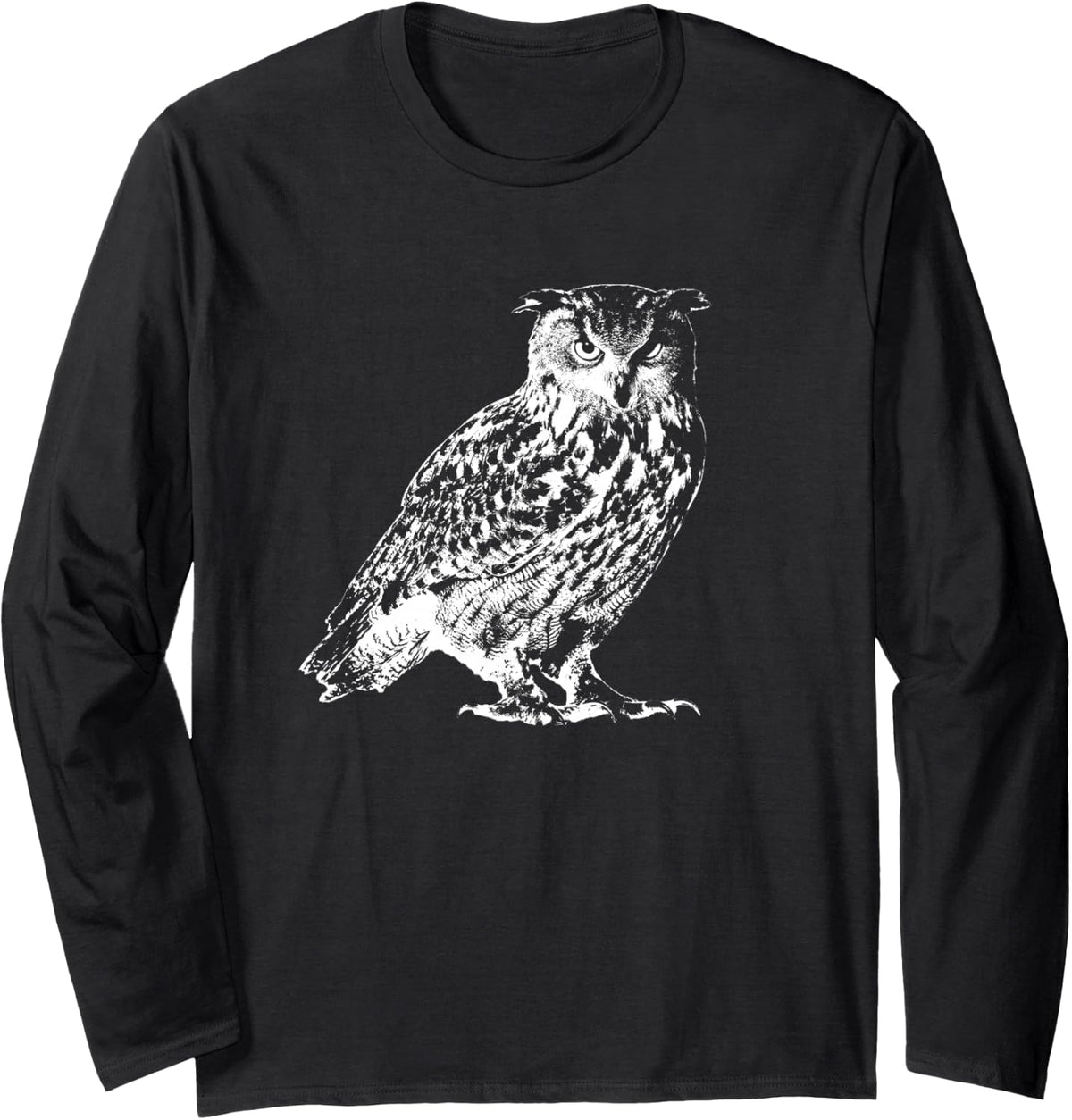 Owl Long Sleeve T-Shirt - Adult Unisex Black