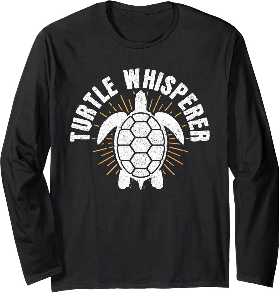 Turtle Whisperer T-Shirt Scuba Diving Sea Ocean Animal Gift Long Sleeve T-Shirt - Adult Unisex Black