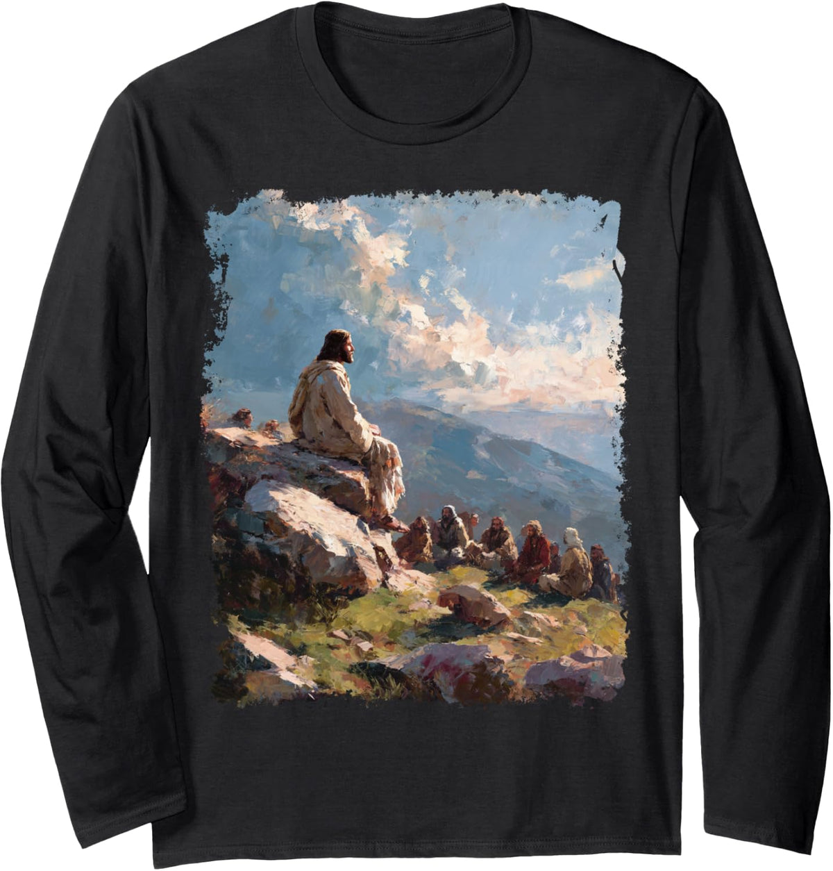 Vintage Jesus Christ Apostle Long Sleeve T-Shirt - Adult Unisex Black