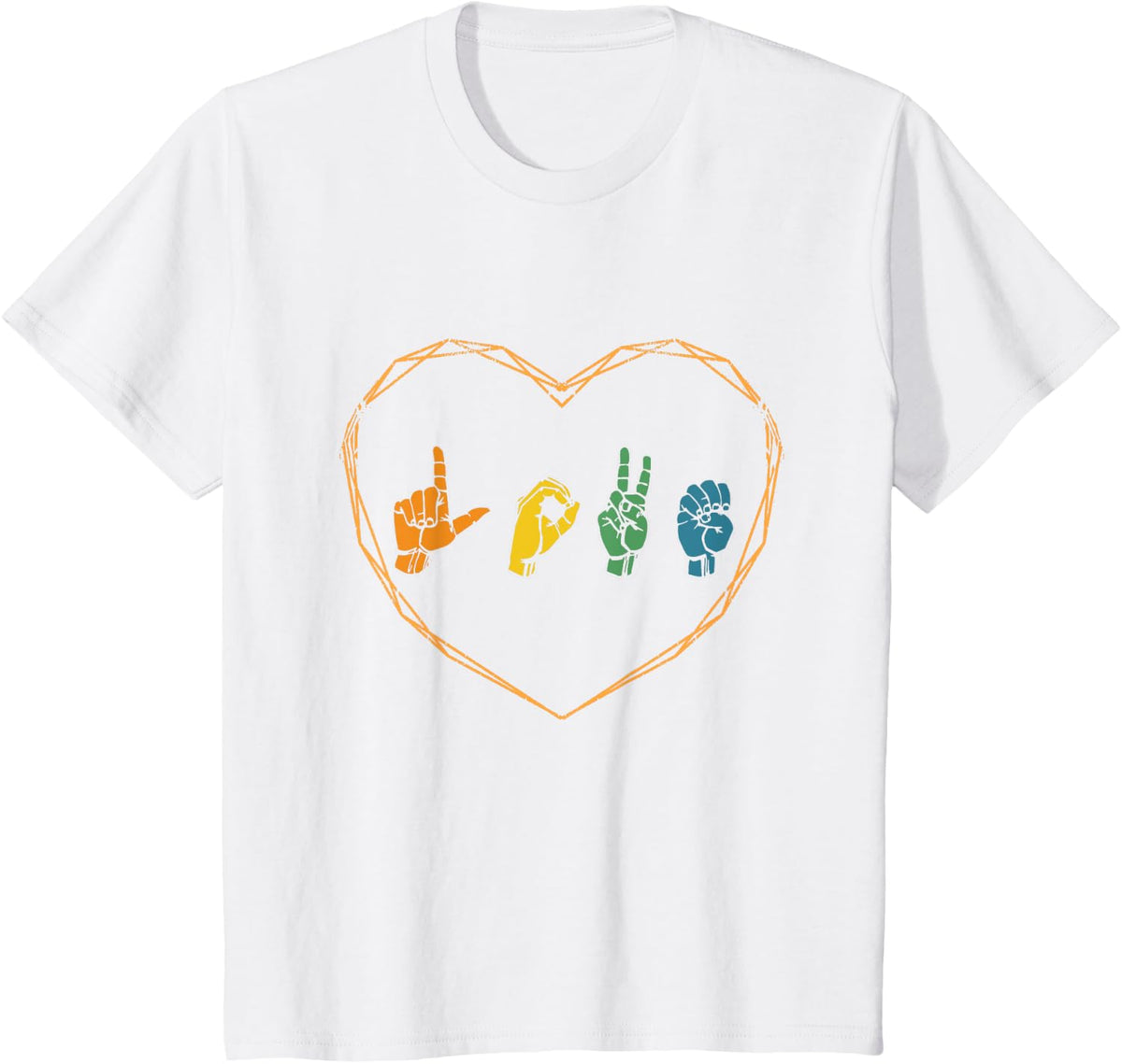 ASL Love American Sign Language Gifts Deaf Mute Finger Sign T-Shirt - White