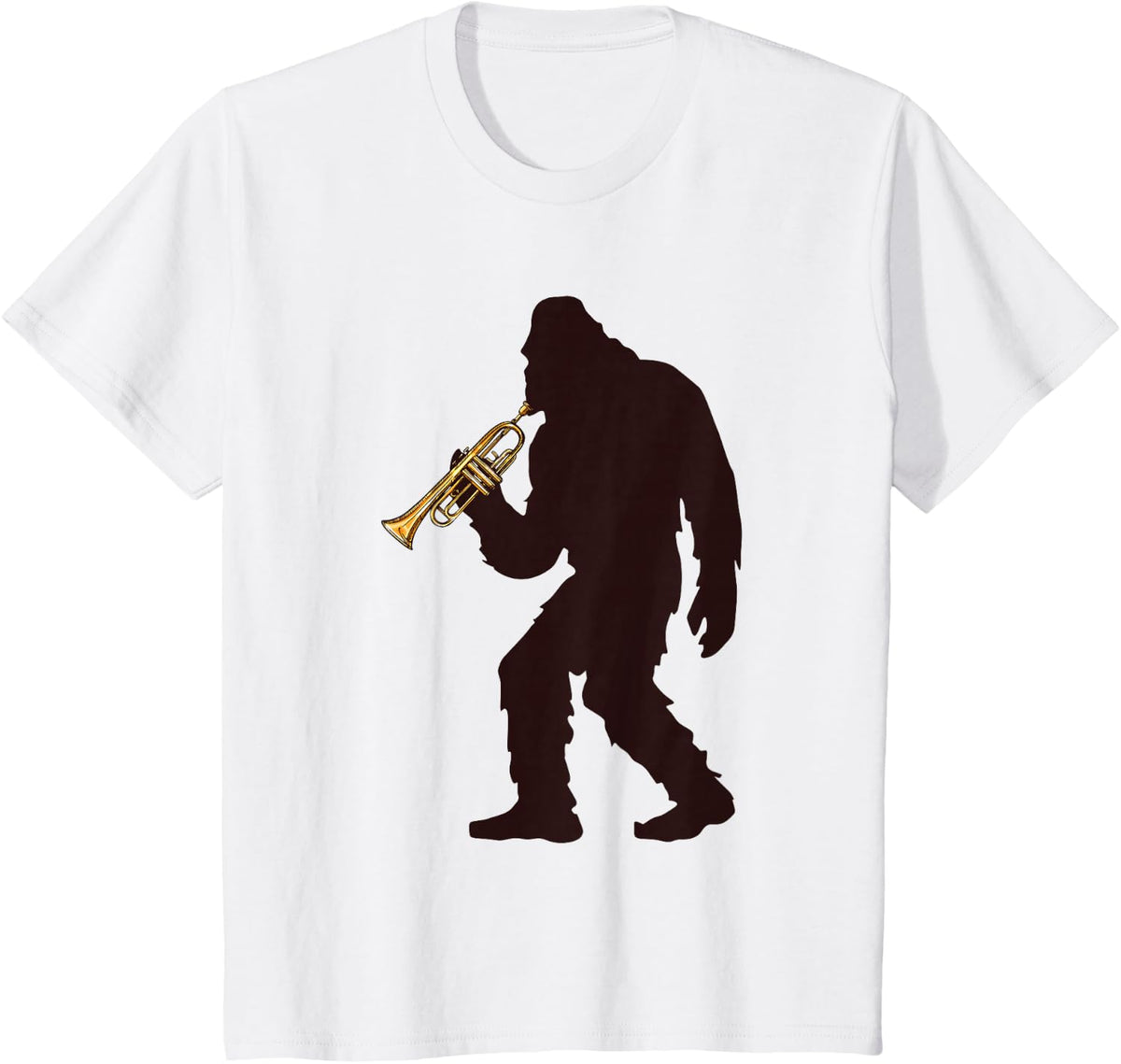 Bigfoot Playing Trumpet Music Funny Musical Instruments T-Shirt - White