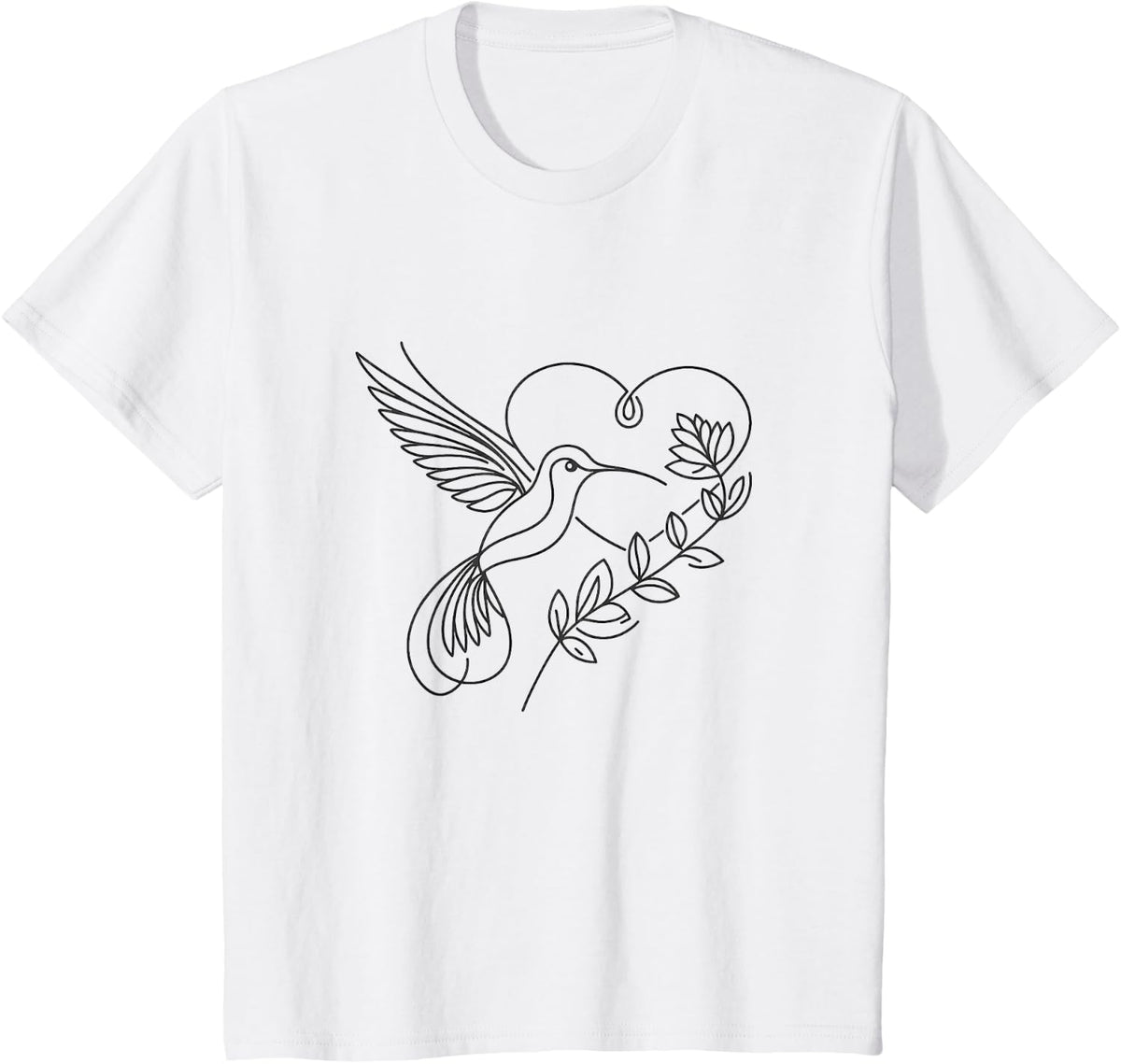 Floral Hummingbird Love Heart Design For Her T-Shirt - White