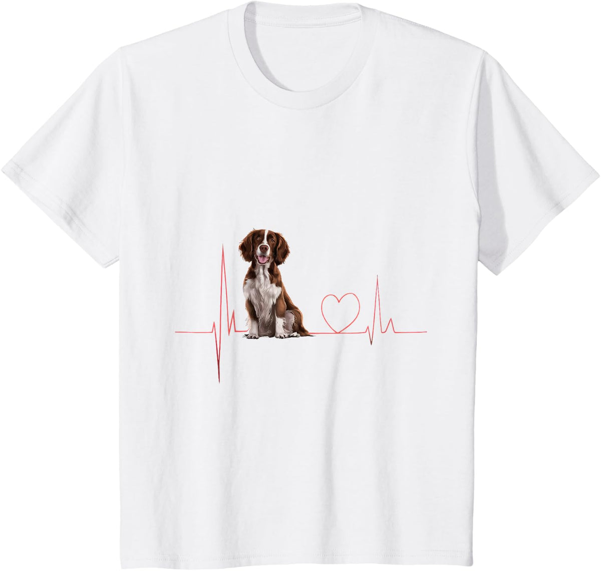 Heartbeat English Springer Spaniel Dog T-Shirt - White