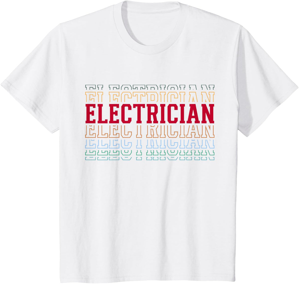Electrician Funny Retro Layered Text Technician Men T-Shirt - White