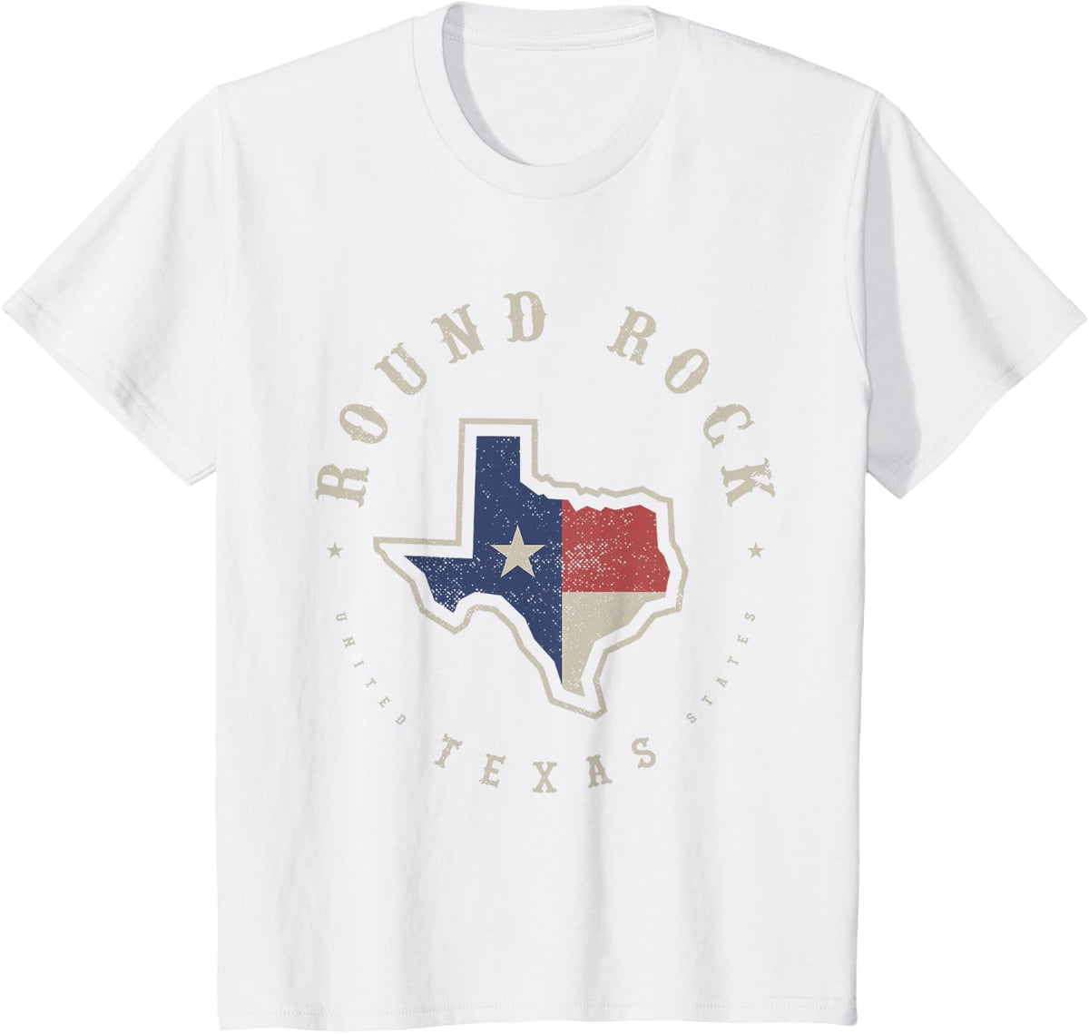 Vintage Round Rock Texas State Flag Map Souvenir Gift T-Shirt - White