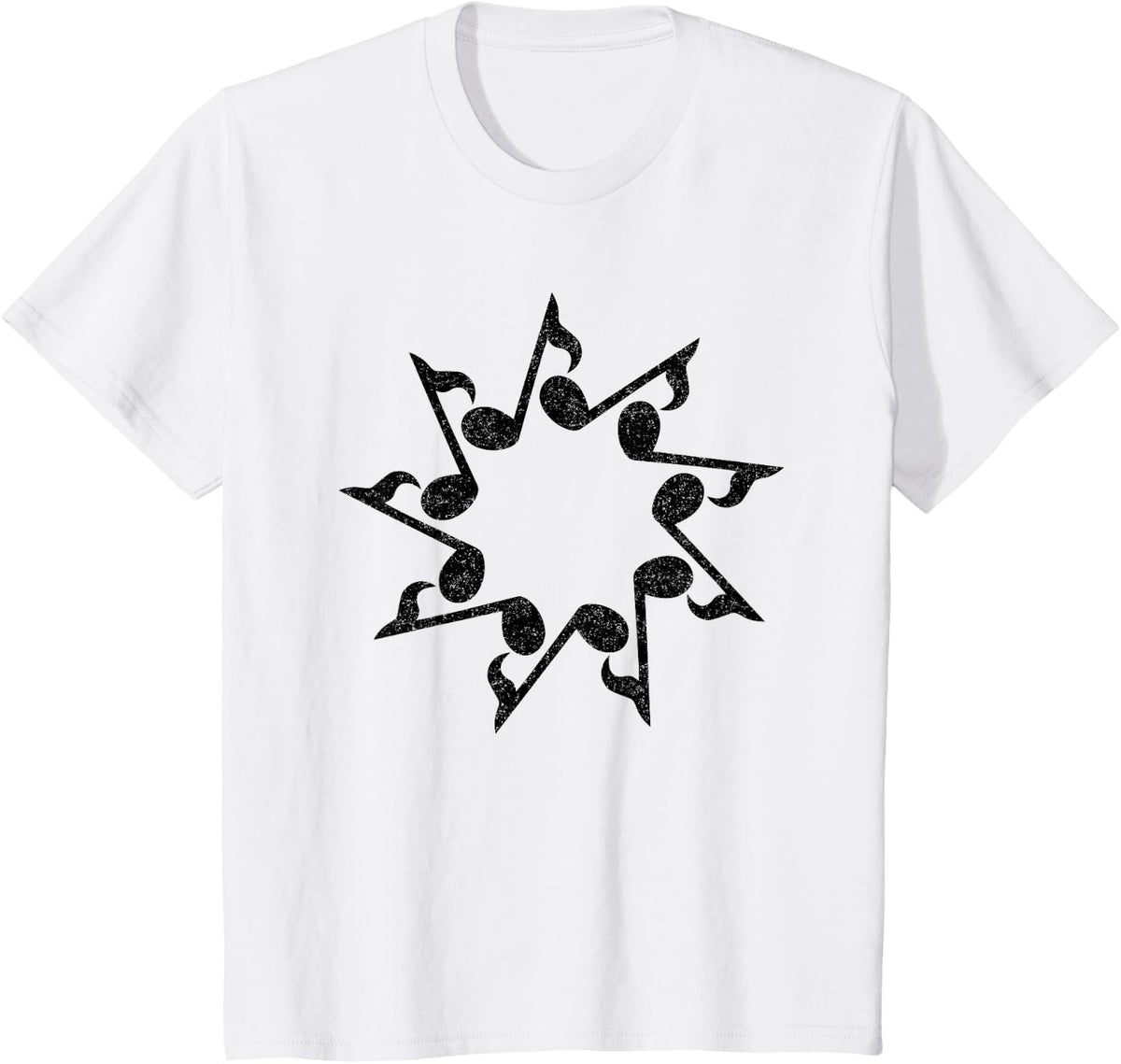 Music Notes Nine Pointed Star Vintage Style Baha'i Tee T-Shirt for Men Women - White
