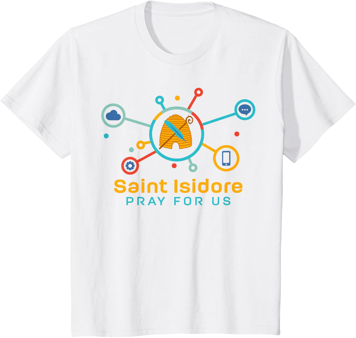 St Isidore of Seville Saint Catholic Computer Internet T-Shirt - White