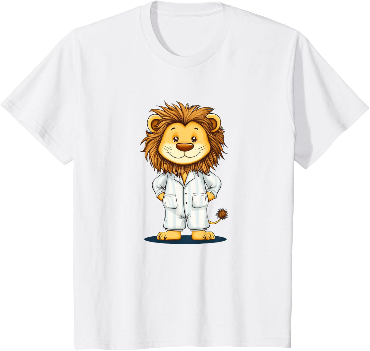 The Sleepy King: Lion in Pajamas Costume for Boys and Girls T-Shirt - White