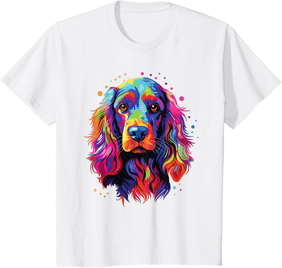 Watercolor Colorful English Cocker Spaniel Dog T-Shirt - White
